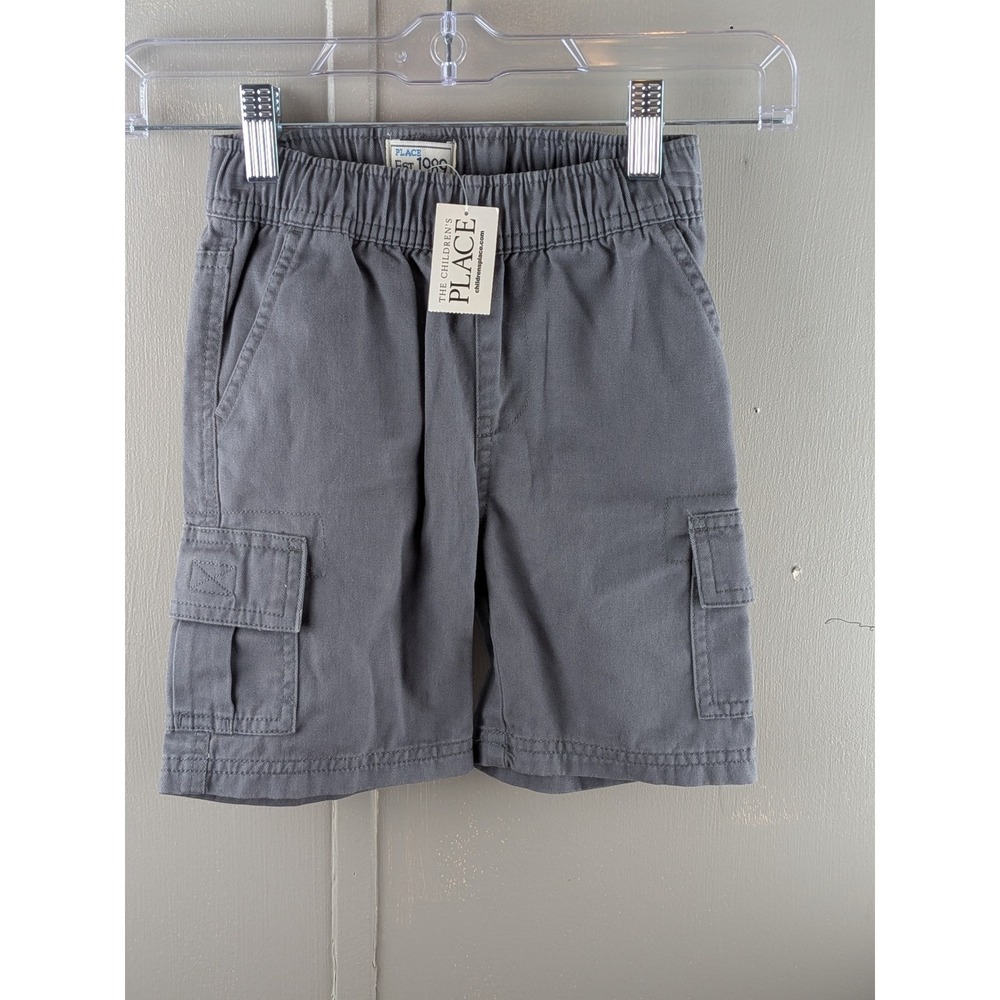 The Childrens Place Boys Gray Cargo Shorts Elastic Waist Size 4 NWT